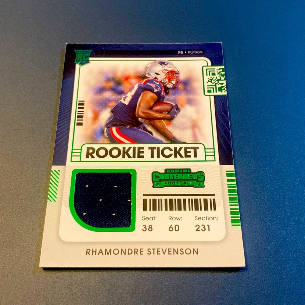 2021 Rhamondre Stevenson Panini Contenders Memorabilia Rookie Card